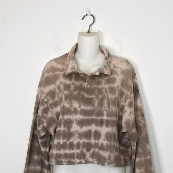 Olivaceous Sweatshirt Sz S Crop Oversized Modal Blend Neutral Athleisure Sporty - Picture 2 of 15